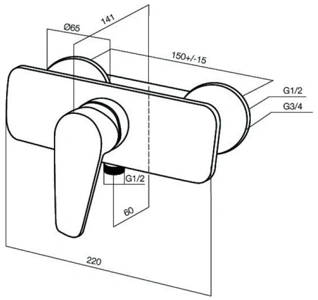 Смеситель для душа Am.Pm Excite хром F5220000 (детальная фотография), для душа