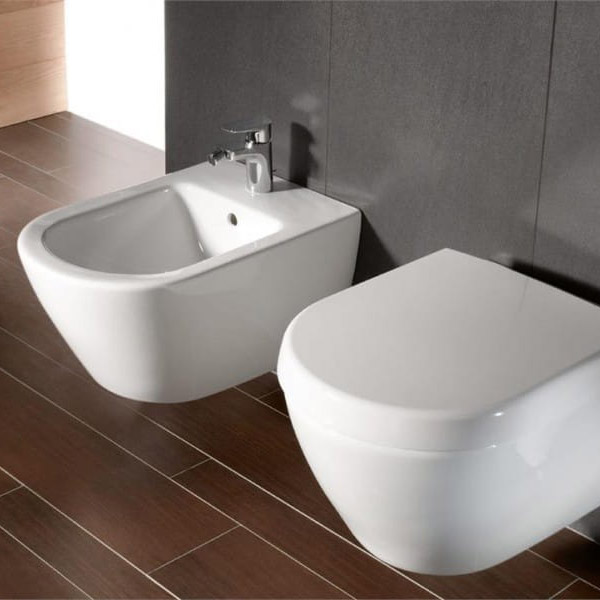 Биде подвесное Villeroy & Boch Subway 2.0 белое, с покрытием CeramicPlus 540600R1 (детальная фотография), современные, hi-tech