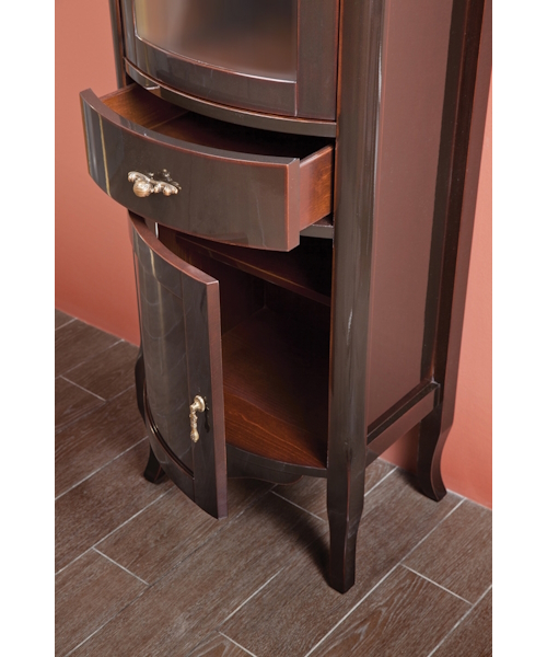 Шкаф-пенал, петли слева, цвет тёмное дерево глянец, фурнитура бронза, La Beaute Nora CNO.Sx.MOK.O.BR (детальная фотография) index_1