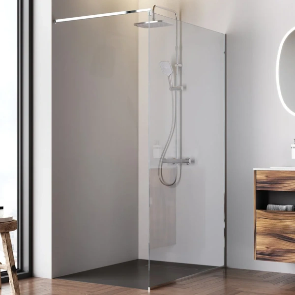 Душевая перегородка Am.Pm Func 120 см профиль хром W84WI-120-F1-MTE (детальная фотография), хром