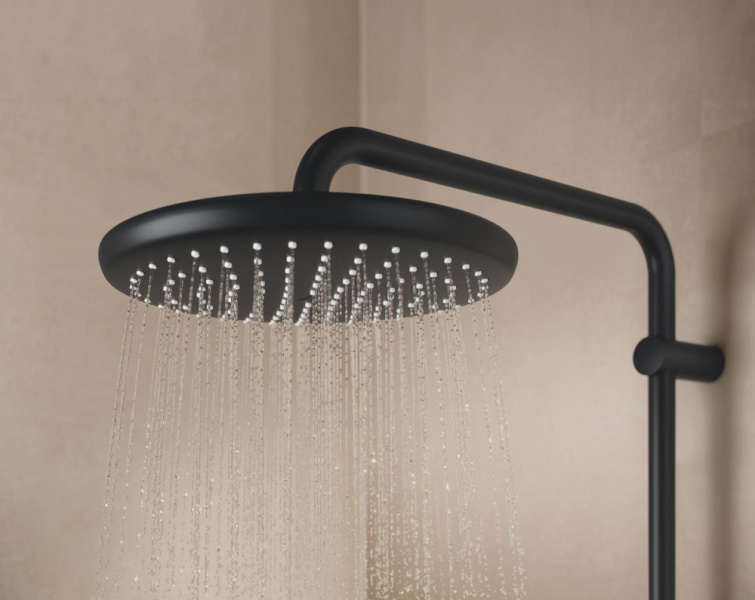 Душевая стойка Grohe Tempesta с термостатом черная 266702431 (детальная фотография), настенные