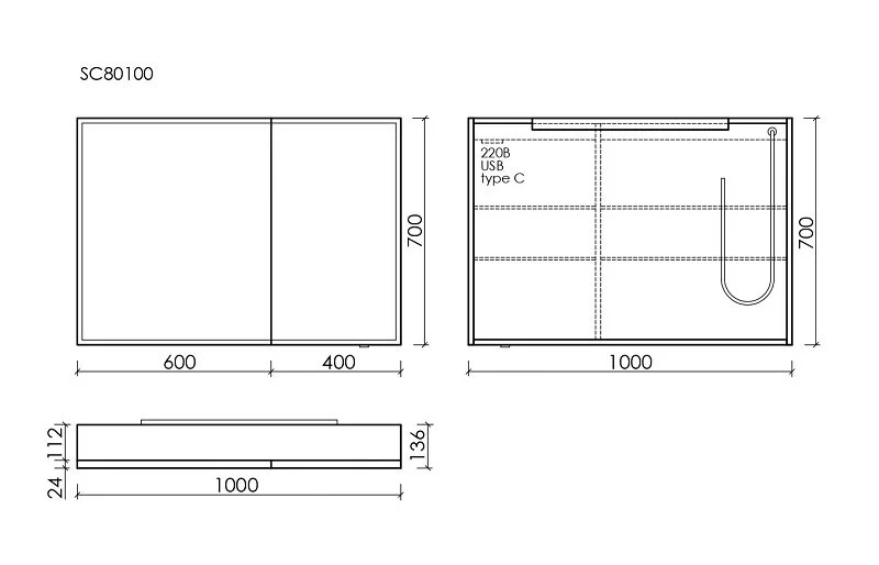Зеркальный шкаф с подсветкой Sancos Evoke 100 см серый SC80100 (детальная фотография), по запросу