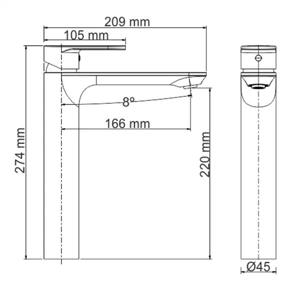 Смеситель для раковины WasserKRAFT Mindel белый 8503H (детальная фотография), для раковины