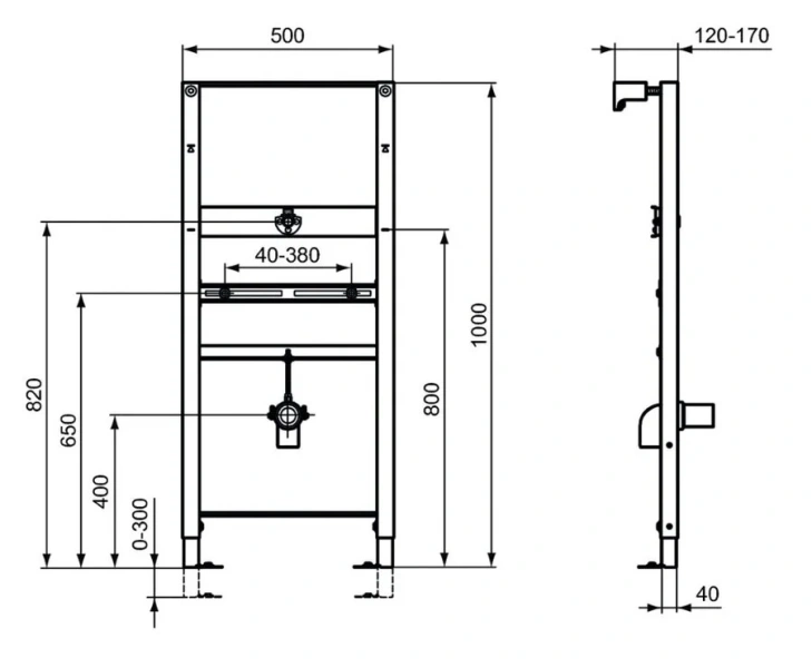 Инсталляция для писсуара Ideal Standard ProSys с верхней подводкой R010367 (детальная фотография), для писсуара