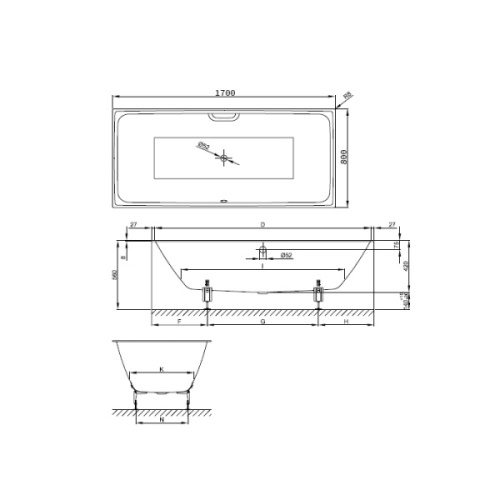 Ванна стальная Bette Loft 170х80 см белый глянцевый 3171-000 (детальная фотография), 170x80 см