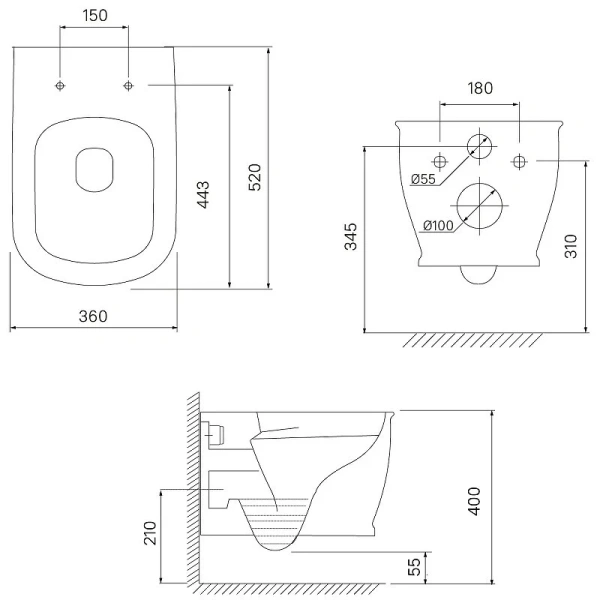 Унитаз подвесной IDDIS Oxford белый OXFRDSEi25 (детальная фотография), подвесные, встраиваемые