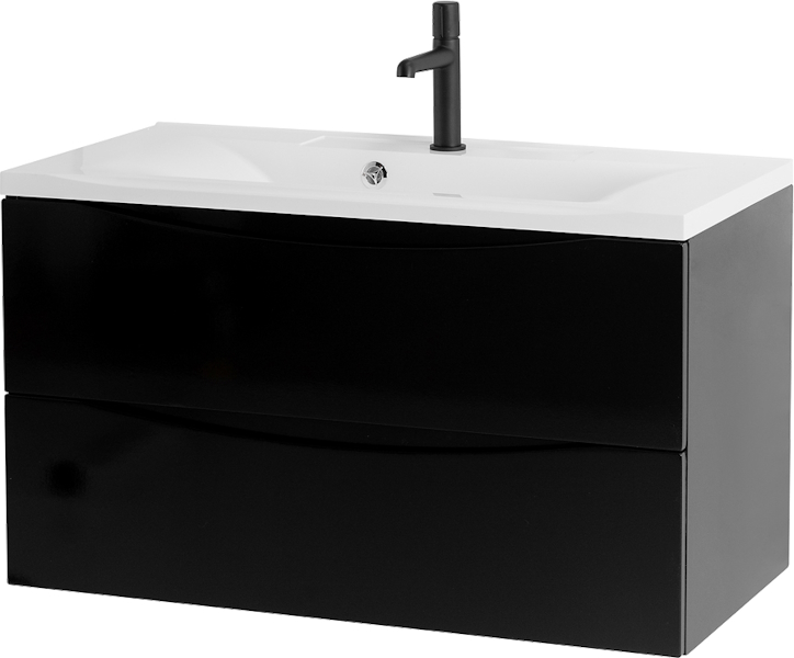 Тумба под раковину подвесная BelBagno Marino 100 см nero lucido MARINO-1000-2C-SO-NL-P (детальная фотография)