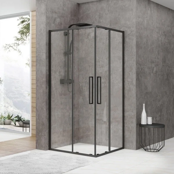 Душевой уголок Black&White Stellar Wind 100x100 см профиль черный, стекло прозрачное 8721010 (детальная фотография)