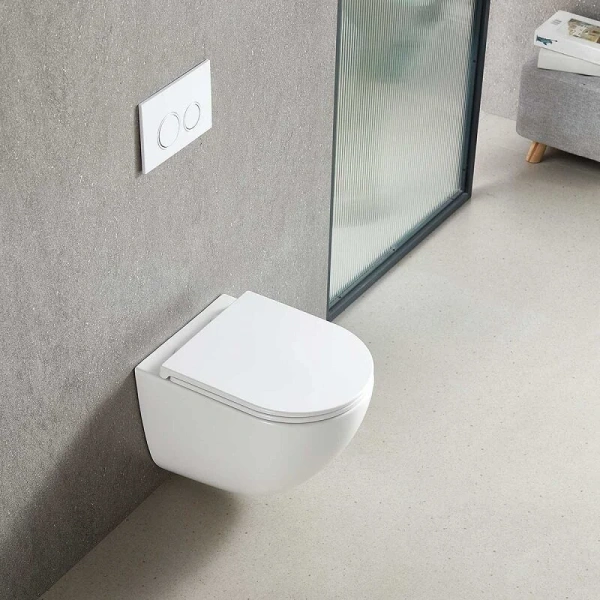 Унитаз подвесной Vincea Bien белый VT1-51T (детальная фотография), безободковые, сиденье с микролифтом , с антивсплеском