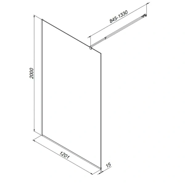 Душевая перегородка Am.Pm Func 120 см профиль черный W84WI-120-F1-BTE (детальная фотография), современные, hi-tech