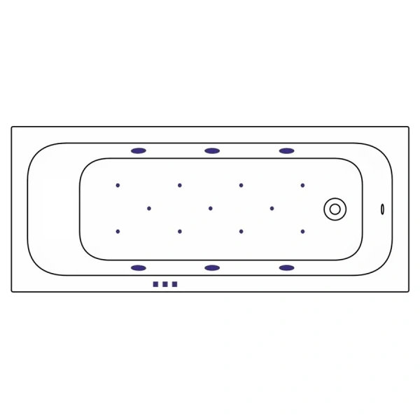 Ванна гидромассажная акриловая Whitecross Vibe 0105.180075.100.RELAX.WH, 180 x 75 см, белая, форсунки белые (детальная фотография), акриловые