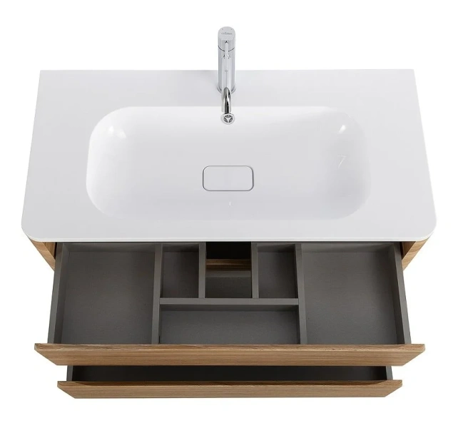 Тумба под раковину подвесная Cezares Relax 100 см дуб карамельный RELAX-1000-2C-SO-RC-P (детальная фотография), 100 см