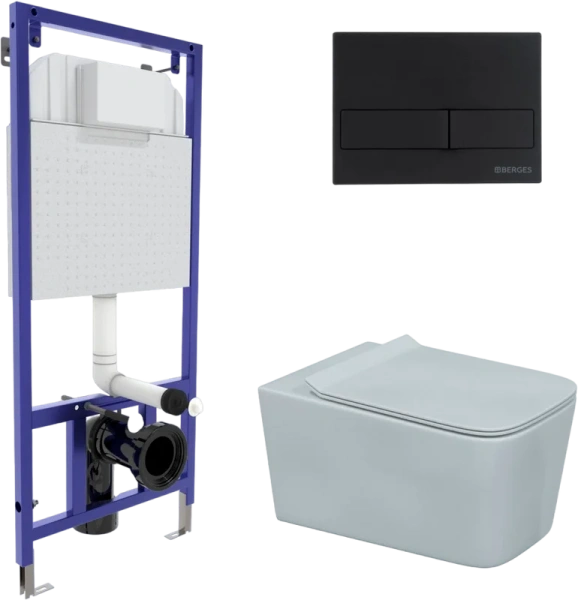 Унитаз с инсталляцией BERGES Floe кнопка L5 черная 043279 (детальная фотография)