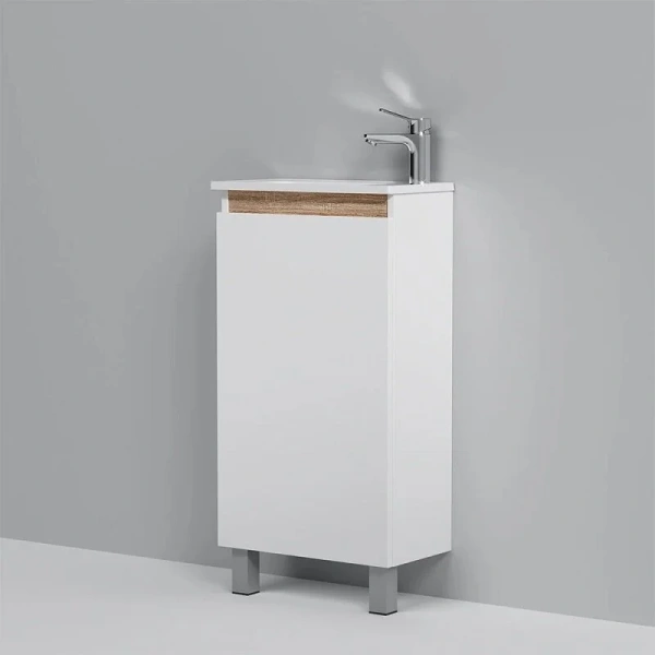 Тумба под раковину напольная Am.Pm X-Joy 45 см белый глянец M85AFSX0451WG (детальная фотография), белая, комбинированная