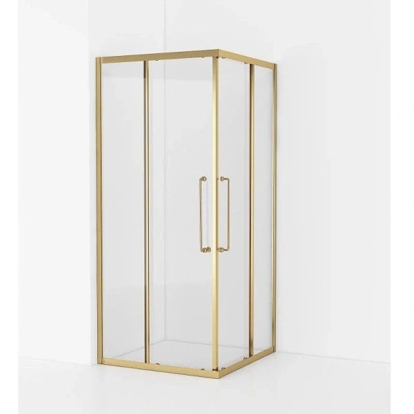 Душевой уголок Cezares Relax 100x100 см профиль брашированное золото стекло прозрачное RELAX-304-A-2-100-C-BORO (детальная фотография), современные, hi-tech