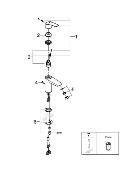 Смеситель для раковины Grohe Eurosmart хром 33188003 (детальная фотография), современные, hi-tech