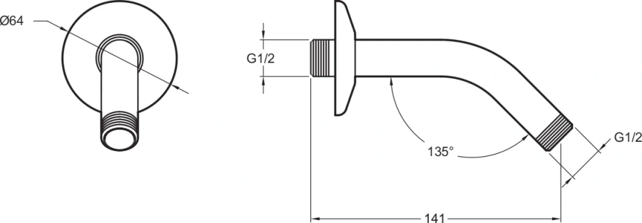 Настенный держатель Jacob Delafon Moxie для верхнего душа E11626-CP (детальная фотография), в наличии