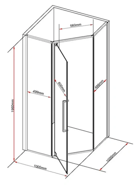 Душевой уголок Black&White Stellar Wind 100x100 см профиль черный, стекло серое 8151000G (детальная фотография), многоугольные