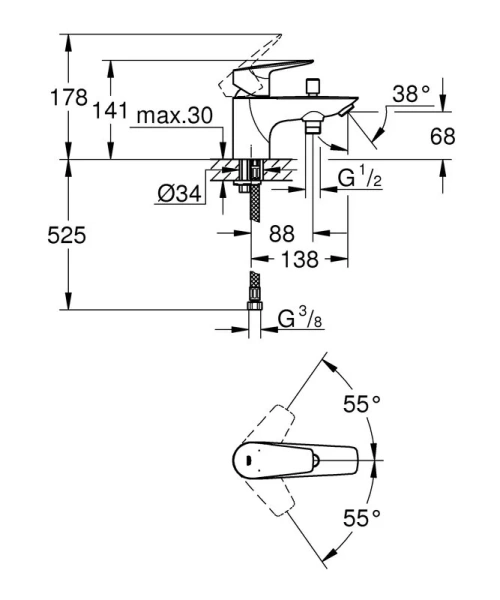 Смеситель для ванны Grohe BauEdge хром 23562001 (детальная фотография), для ванны