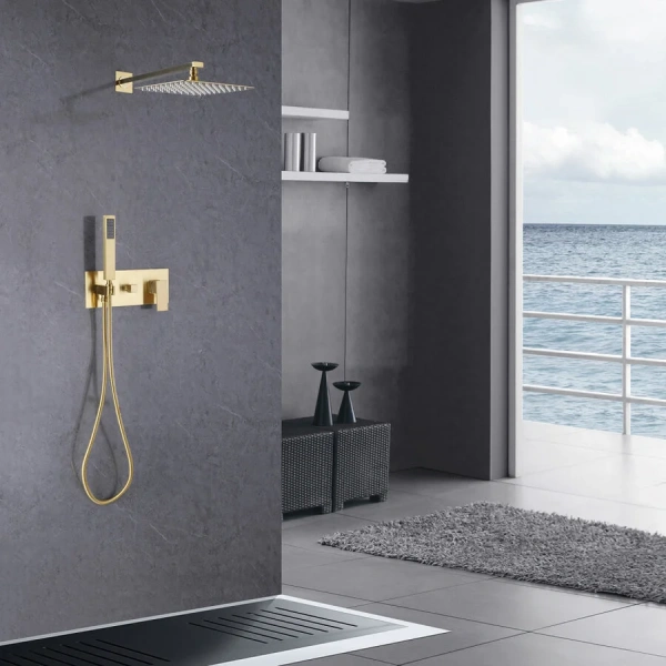 Душевой комплект Abber Daheim золото матовое AF8218G (детальная фотография), золотые