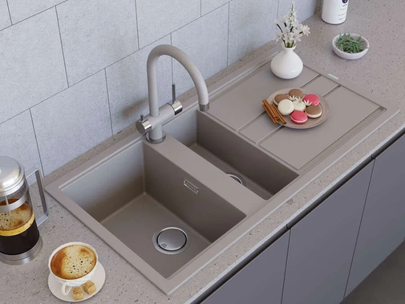 Мойка для кухни Omoikiri Kitagawa 100-2 499380 100 см врезная (детальная фотография), прямоугольной формы