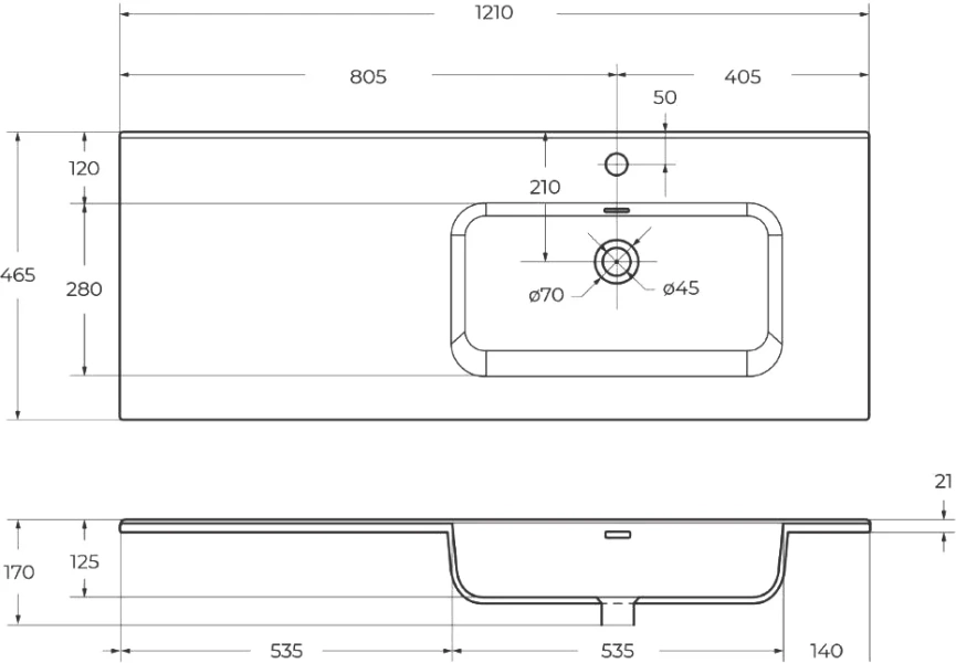 Раковина мебельная BelBagno 120 см чаша справа BB1200ETL-R (детальная фотография) index_1
