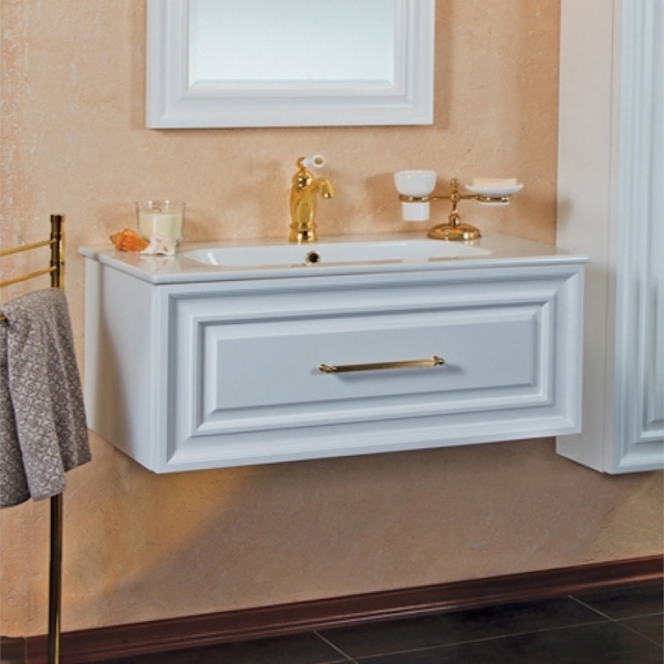 Тумба под раковину, цвет белый матовый, фурнитура золото, La Beaute Cornelia BCO100LBO.OR (детальная фотография)