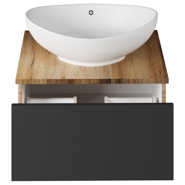 Тумба под раковину подвесная Misty Ива 60 см графит/каштан П-Ива-01060-481Я (детальная фотография), под накладную раковину