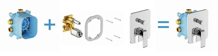 Смеситель для душа встраиваемый Ravak Flat FL 065.00 X070123 (детальная фотография), хром, черные