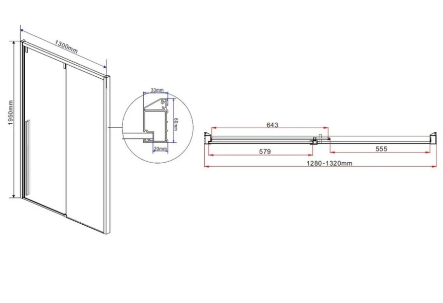 Душевая дверь в нишу Vincea Lugano 130 см черная VDS-1L130CLB-1 (детальная фотография), современные, hi-tech