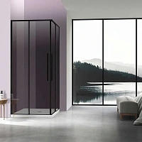 Душевой уголок Vincea Slim-N 100х90 см профиль черный стекло тонированное