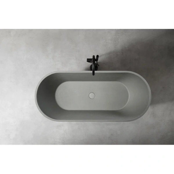 Ванна из искусственного камня Abber Frankfurt 170x75 см светло-серая матовая AM9941MLG (детальная фотография), овальные