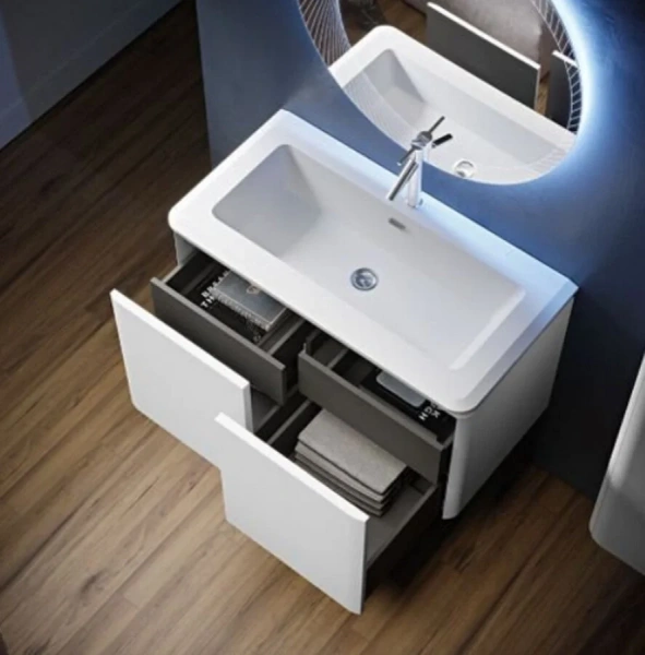 Тумба с раковиной подвесная Cezares Stylus 5522 94 см с четырьмя выдвижными ящиками (детальная фотография), моноблок