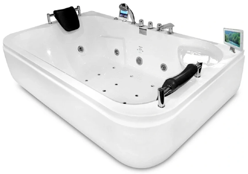 Акриловая ванна левосторонняя Gemy G9085 O L (детальная фотография), белые