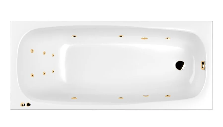 Ванна гидромассажная Whitecross Layla Line, 180 х 80 см, увеличенная толщина акрила, усиленная армировка, белый/золото, 0102.180080.100.LINE.GL (детальная фотография)