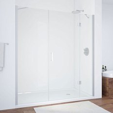 Душевая дверь профиль матовый хром стекло прозрачное Vegas-glass