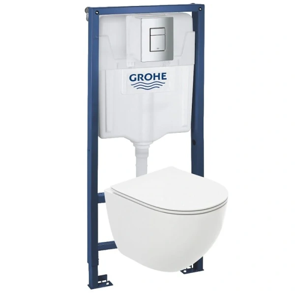 Унитаз с инсталляцией Grohe Rapid SL клавиша хром 39182001 (детальная фотография)