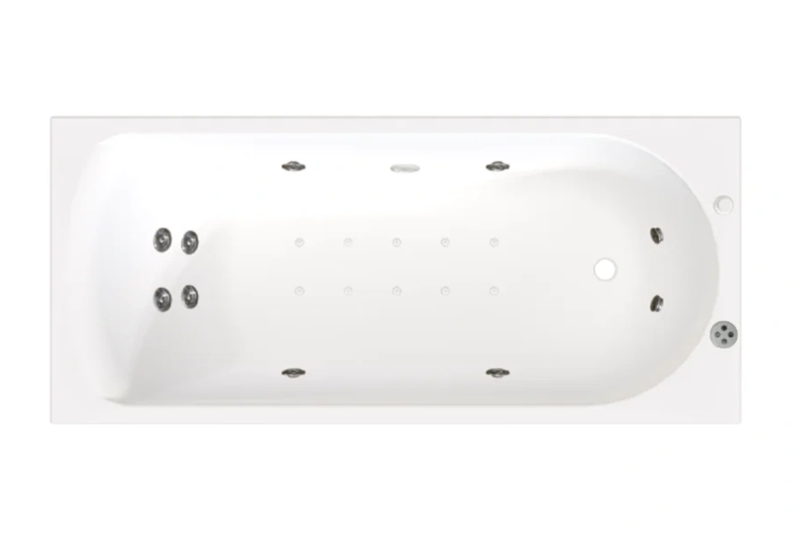 Гидромассажная ванна Радомир Николь 2-81-2-0-0-240Р, 168 x 70 см, рама-подставка разборная, фронтальный экран, слив-перелив автомат, гидромассаж Терапия хром, белая (детальная фотография), 170х70