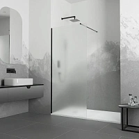 Душевая перегородка RGW Walk In WA-010B 80 см стекло матовое-сатинат, профиль черный