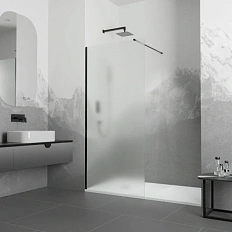 Душевая перегородка RGW Walk In WA-010B 80 см стекло матовое-сатинат, профиль черный