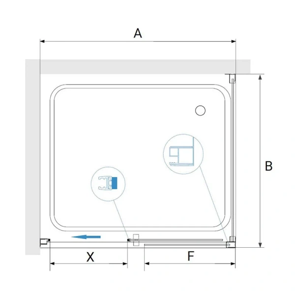 Душевой уголок RGW Passage PA-76 140х100 см профиль хром, стекло прозрачное 35087640-11 (детальная фотография), прямоугольные