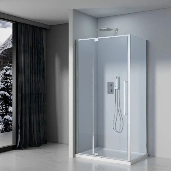 Душевой уголок Black&White Stellar Wind 100x80 см профиль хром, стекло прозрачное 8181000CC (детальная фотография), современные, hi-tech