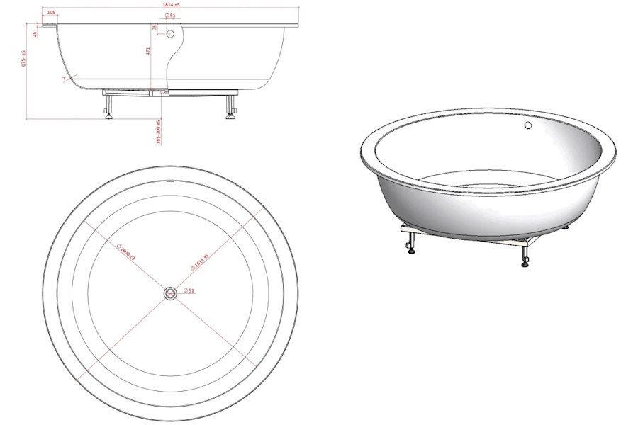 Схема (детальная фотография), без гидромассажа, большие, глубокие