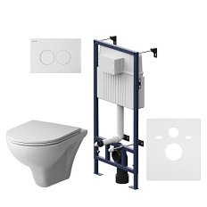 Унитаз с инсталляцией Am.Pm Gem клавиша белый глянц