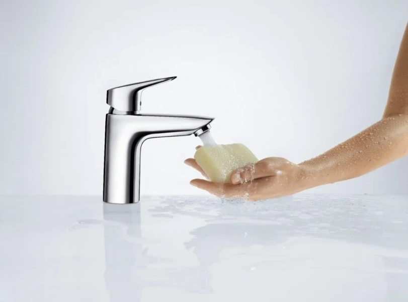 Смеситель для раковины Hansgrohe Logis с донным клапаном Push-Open 71107000 (детальная фотография), хром