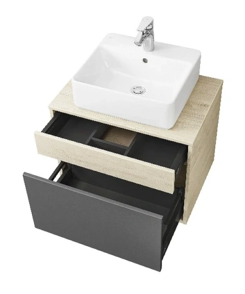 Тумба под раковину подвесная Акватон Лофт Урбан 65 см серый графит/дуб орегон 1A254001LQX60 (детальная фотография), 65 см