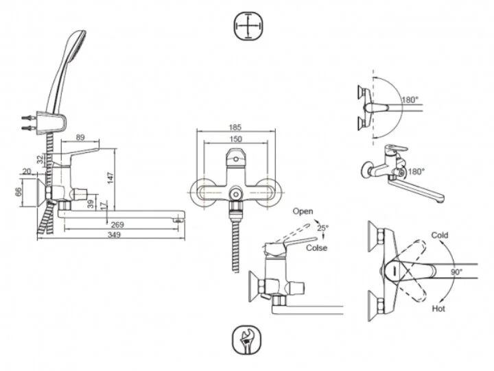 Смеситель для ванны Bravat Eco F6111147C-LB (детальная фотография), для ванны
