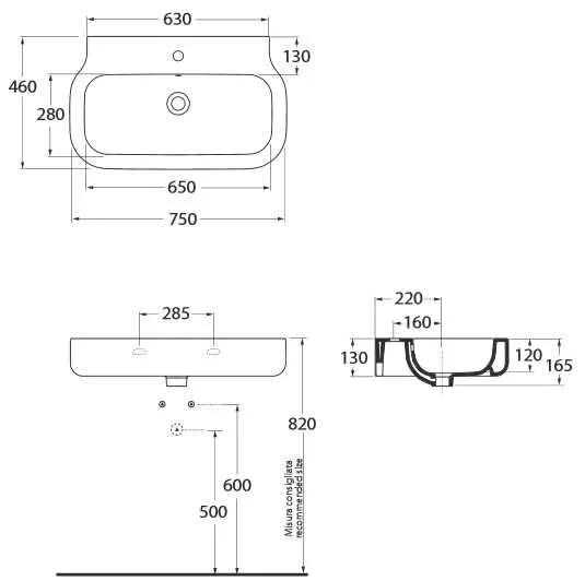 Раковина Azzurra Glaze GLZ275M GLZ275M/SOSP bi*1 (детальная фотография), подвесные, пристенные