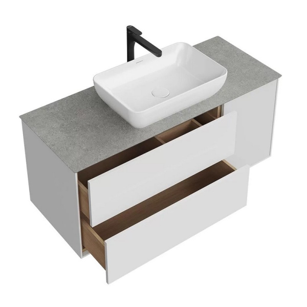 Тумба под раковину подвесная Kerama Marazzi Plaza Modern 120 см белая PLB.M.120.3\WHT.V (детальная фотография), подвесная, пристенная