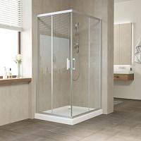 Душевой уголок профиль матовый хром стекло прозрачное Vegas-glass